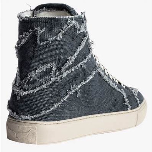 Zadig & Voltaire Sneakers 41 (10) High Flash Canvas Black Distressed - Picture 3 of 4